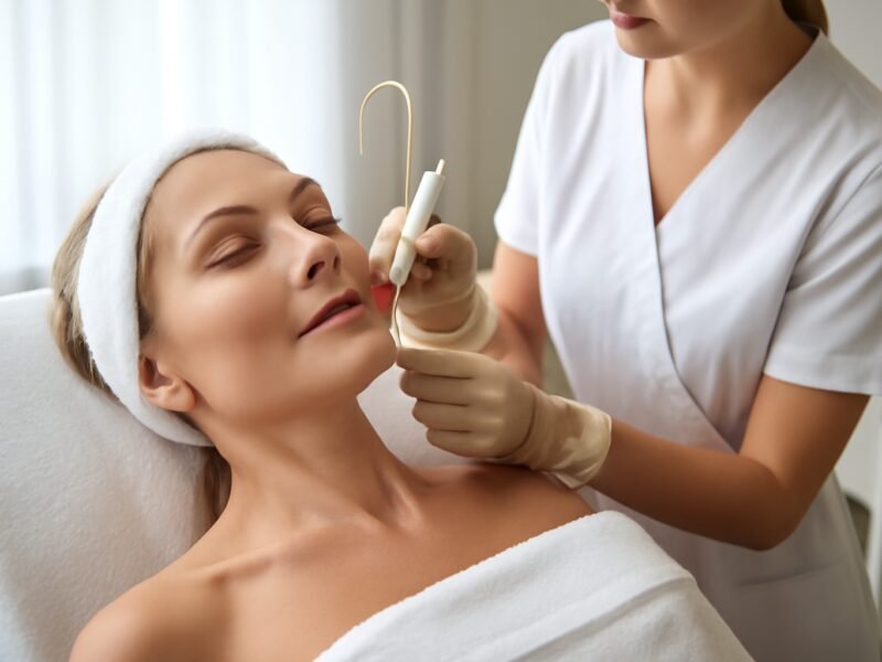 rosto feminino antes e depois do endolaser facial em Americana mostrando rejuvenescimento e firmeza