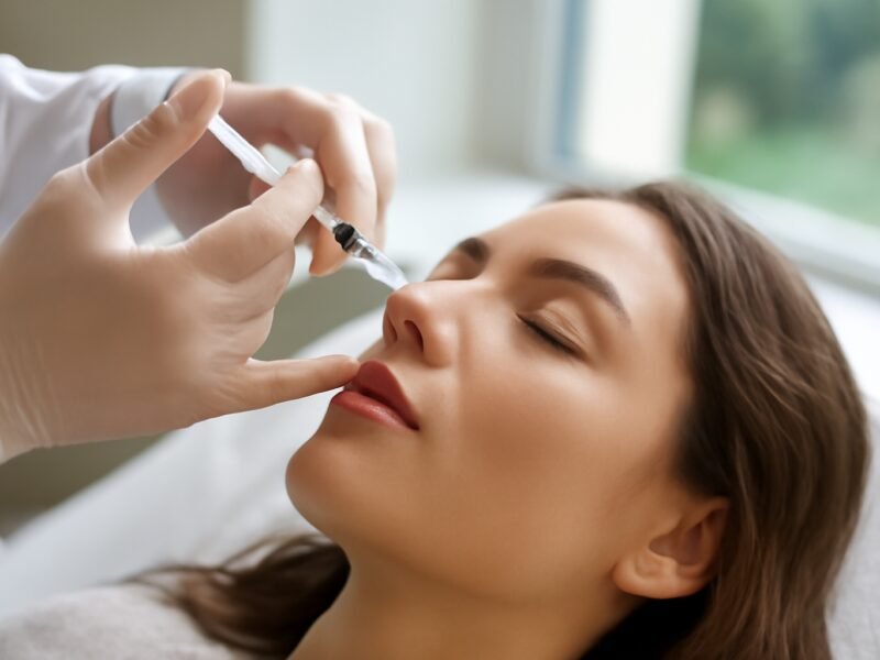 perfil facial destacando o nariz após rinomodelação em Americana com ácido hialurônico para resultado natural